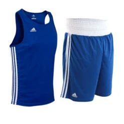 Adidas Base Punch Shorts & Vest Set -Boxing Promotions Store adibp blue