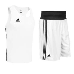 Adidas Base Punch Shorts & Vest Set -Boxing Promotions Store adibp white