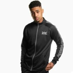 Geezers Poly Tracksuit Top -Boxing Promotions Store g2901 black grey 1