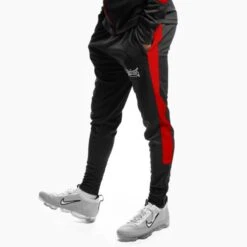 Geezers Poly Tracksuit Pants -Boxing Promotions Store g2902 black red 1