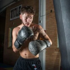 TITLE Distressed Glory Training Gloves - Grey -Boxing Promotions Store hostg lifestyle