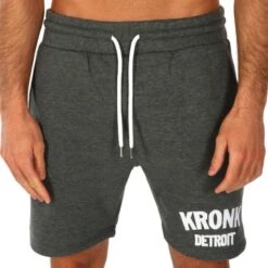 Kronk Detroit Applique Jog Shorts -Boxing Promotions Store kronk applique detroit jog shorts charcoal 1