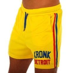 Kronk Iconic Detroit Applique Lined Shorts -Boxing Promotions Store kronk iconic detroit applique lined shorts yellow 1
