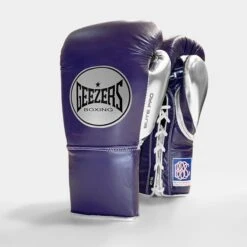 Geezers Elite Pro Fight Gloves - Special Edition -Boxing Promotions Store purple silver