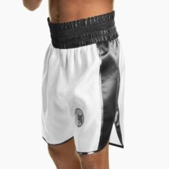 Suzi Wong X Geezers Satin 2 Colour Boxing Shorts -Boxing Promotions Store sw1700 white black 1
