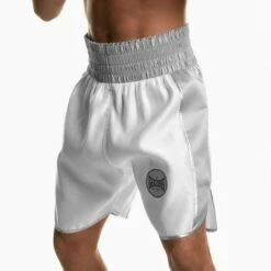 Suzi Wong X Geezers Satin 2 Colour Boxing Shorts -Boxing Promotions Store sw1700 white silver 1