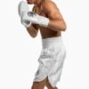 Suzi Wong X Geezers Satin/Snake Skin Boxing Shorts -Boxing Promotions Store sw1705 white 1