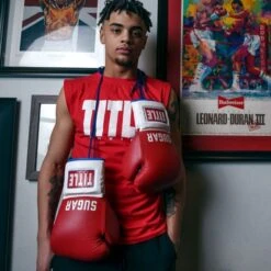 TITLE Boxing Sugar Ray Leonard Signature Leather Sparring Gloves -Boxing Promotions Store tb165 9