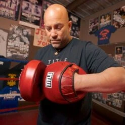 TITLE Boxing Blood Red Leather Punch Mitts -Boxing Promotions Store title boxing blood red leather punch mitts 5