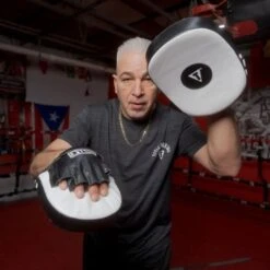 TITLE Cobra Leather Punch Mitts - White/Black -Boxing Promotions Store title cobra leather punch mitts 3