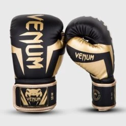 Venum Elite Boxing Gloves -Boxing Promotions Store venum elite black gold 1
