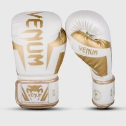 Venum Elite Boxing Gloves -Boxing Promotions Store venum elite white gold 1