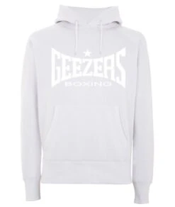 Geezers Heavy Weight Hoodie Large Logo -Boxing Promotions Store white white hoodie 3