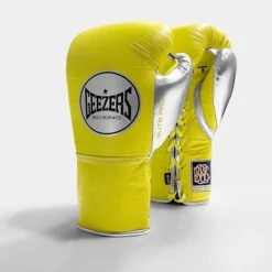 Geezers Elite Pro Fight Gloves - Special Edition -Boxing Promotions Store yellow silver